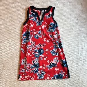 Red floral mini dress